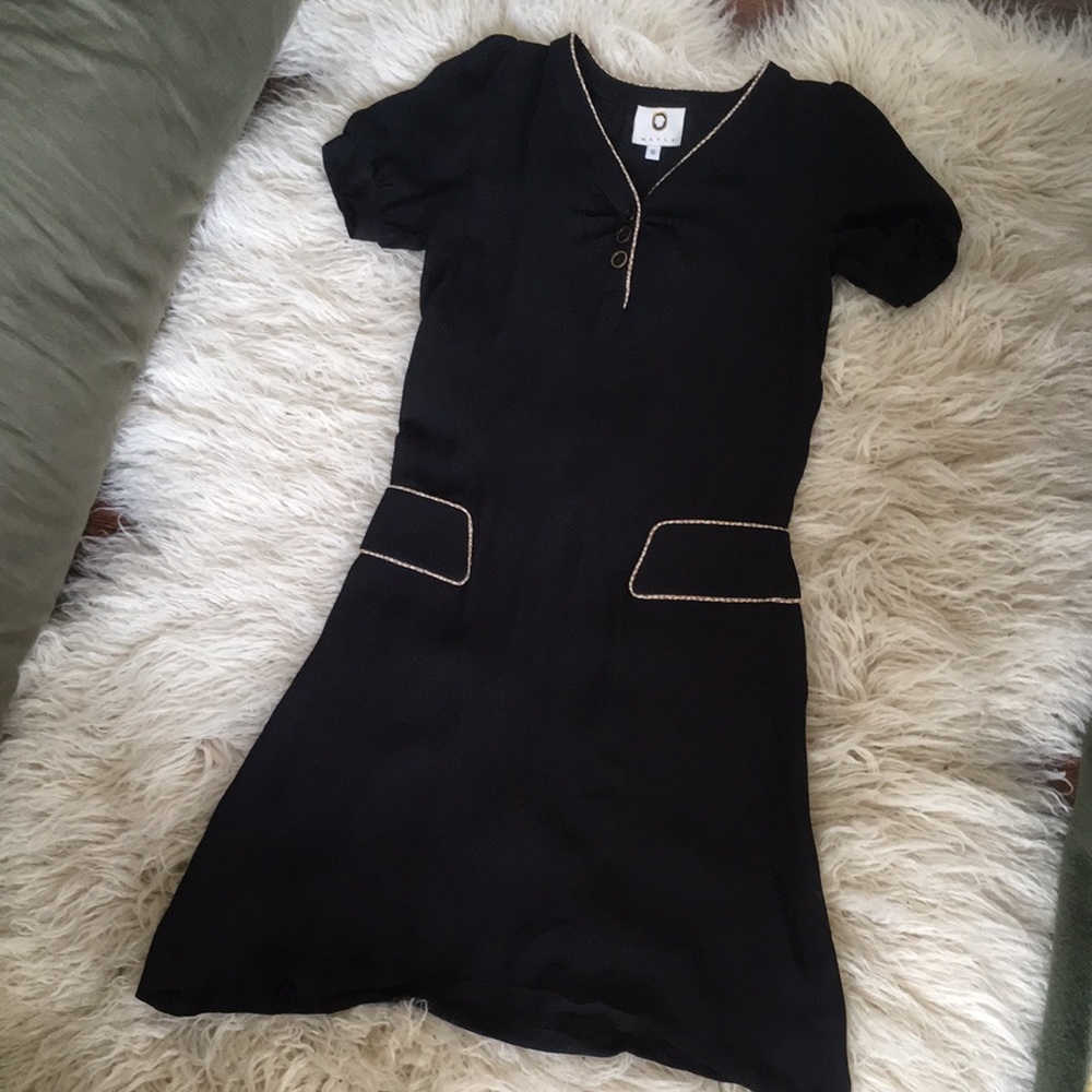 CLOSING MY CLOSET! Sheer navy Mayle dress. Vintage look. 100% Silk.